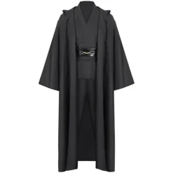 Mub- Obi wan Kenobi Premium Kvalitet Cosplay Kostume sort Jedi Kåbe fra Star the Wars til Lightsaber Dueling Sort Black M