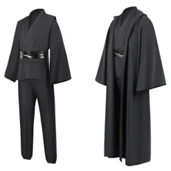 Mub- Obi wan Kenobi Premium Kvalitet Cosplay Kostume sort Jedi Kåbe fra Star the Wars til Lightsaber Dueling Sort Black M