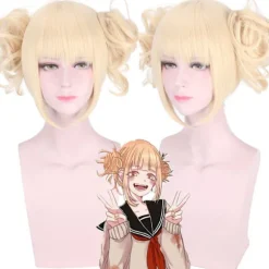 My Hero Academia Himiko Toga Cosplay Paryk – Blondt Delt Hår med Tigerklo-clips, Varmebestandig Syntetisk *DM-8255* DM-8255
