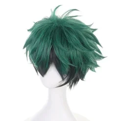 My Hero Academia Izuku Midoriya Cosplay Parykker Grøn Sort Kort Paryk Med Pandehår Syntetiske Hår Parykker - Perfekt