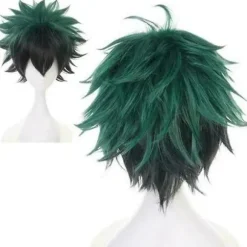 My Hero Academia Izuku Midoriya Cosplay Parykker Grøn Sort Kort Paryk Med Pandehår Syntetiske Hår Parykker - Perfekt