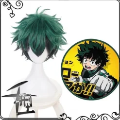 My Hero Academia Izuku Midoriya Cosplay Parykker Grøn Sort Kort Paryk Med Pandehår Syntetiske Hår Parykker - Perfekt