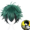 My Hero Academia Izuku Midoriya Cosplay Syntetisk Hår Parykker Grøn Sort Kort Paryk Med Pandehår