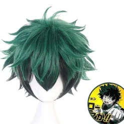 My Hero Academia Izuku Midoriya Cosplay Syntetisk Hår Parykker Grøn Sort Kort Paryk Med Pandehår