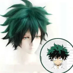 My Hero Academia Izuku Midoriya Cosplay Syntetisk Hår Parykker Grøn Sort Kort Paryk Med Pandehår