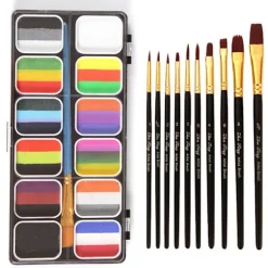 Nationaldags regnbue ansigtsmaling kostume ansigtskropsmakeup, med 10 pensler-X46-