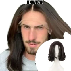 Naturlig paryk til John Wick Cosplay, sort kort bølget paryk