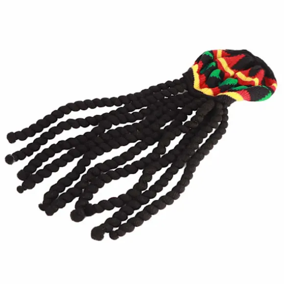 Åndbar Strikket Beret Hat med Lang Sort Dreadlocks Paryk til Sommer Vinter Halloween Fest