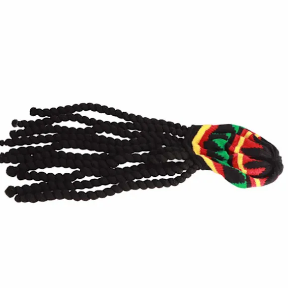 Åndbar Strikket Beret Hat med Lang Sort Dreadlocks Paryk til Sommer Vinter Halloween Fest