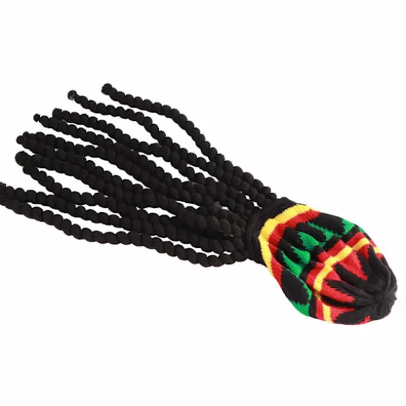 Åndbar Strikket Beret Hat med Lang Sort Dreadlocks Paryk til Sommer Vinter Halloween Fest