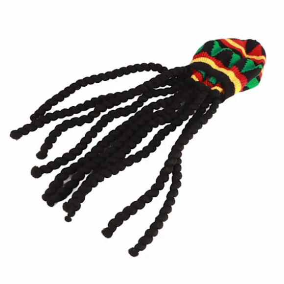 Åndbar Strikket Beret Hat med Lang Sort Dreadlocks Paryk til Sommer Vinter Halloween Fest