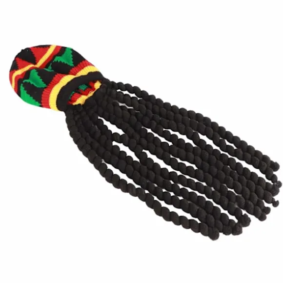 Åndbar Strikket Beret Hat med Lang Sort Dreadlocks Paryk til Sommer Vinter Halloween Fest
