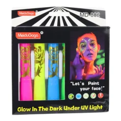 Neon ansigtsmalingspenne 6-pack fluorescerende UV-makeup til børn