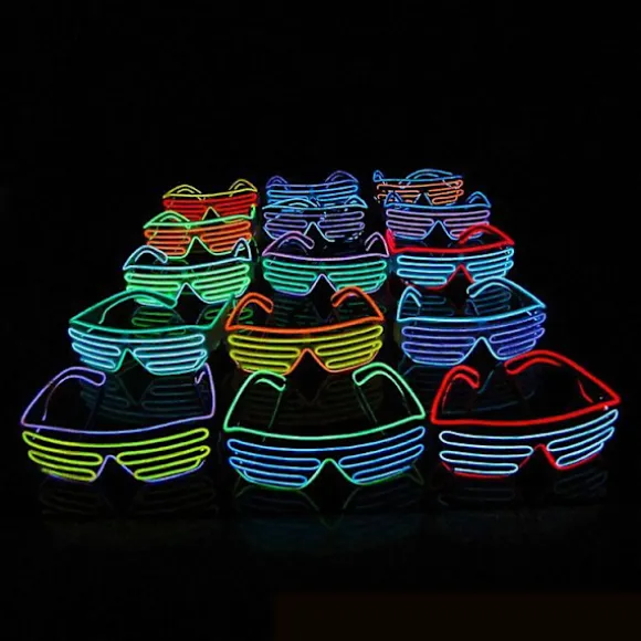Neon LED Lysende Blinkende Briller Eyewear Til Natklub Halloween Rave Party Diskotek B