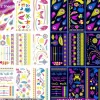 Neon Midlertidige Tatoveringer, Selvlysende UV Neon Tatoveringsmærkater, Vandtætte Tatoveringer til Voksne Børn Festdekoration