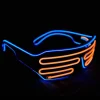 Neon Rave Briller (Blå+Orange) Tråd Blinkende LED Solbriller Lys Op DJ Kostumer til Fest, 80'erne, EDM, Halloween