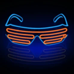 Neon Rave Briller (Gul + Rød) Blinkende LED Solbriller til at lyse DJ-kostumer op til fester, 80'ere, EDM, Halloween