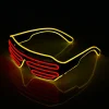 Neon Rave Briller (Gul+Rød) Wire Flashing LED Solbriller Lys Op DJ Kostumer til Fest, 80'erne, EDM, Halloween