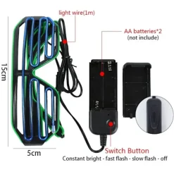 Neon Rave Briller (Gul+Rød) Wire Flashing LED Solbriller Lys Op DJ Kostumer til Fest, 80'erne, EDM, Halloween