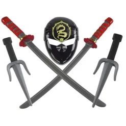 Ninja Warrior Set: Maske, Sværd, Dolke, Rød Decor