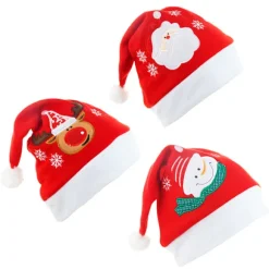 Nissehue, 3 stk. julehue plys nissehuer voksen traditionel, ZQKLA