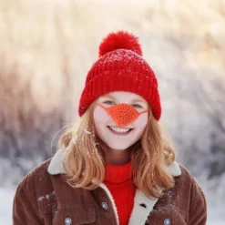 Næsevarmer Personlighed Håndlavet Uldvævning Næsemaske Hold Din Næse Varm Frostsikker Unisex Åndbar Maske (Orange)[YJD] Orange 14.00X4.85X2.25CM