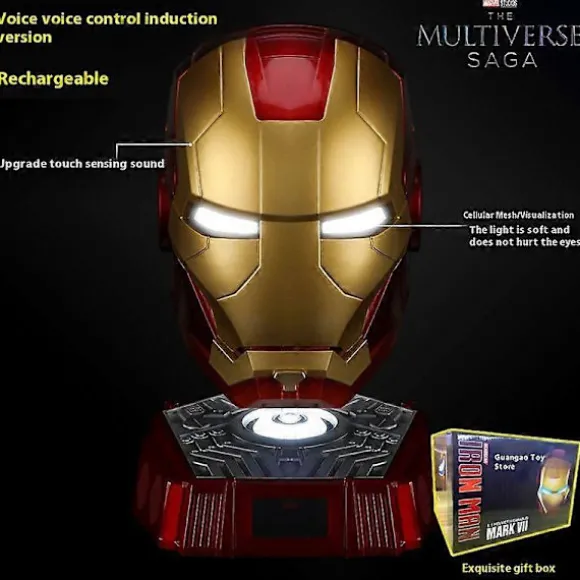 Ny Autoking 1:1 Mk5 Iron Man Hjelm Cosplay Engelsk Stemmeaktiveret Øjenglød Model Legetøj Voksen Elektrisk Bærbar Julegave no box