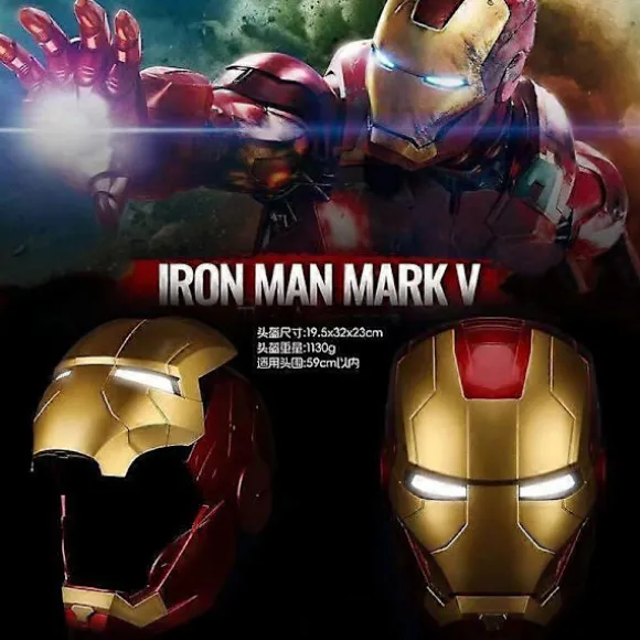 Ny Autoking 1:1 Mk5 Iron Man Hjelm Cosplay Engelsk Stemmeaktiveret Øjenglød Model Legetøj Voksen Elektrisk Bærbar Julegave no box
