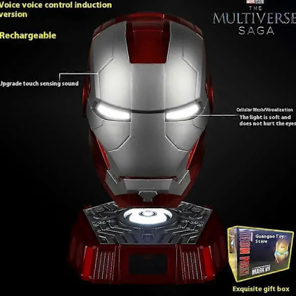 Ny Autoking 1:1 Mk5 Iron Man Hjelm Cosplay Engelsk Stemmeaktiveret Øjenglød Model Legetøj Voksen Elektrisk Bærbar Julegave no box