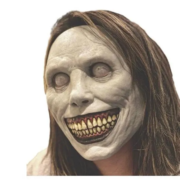 Ny Halloween gyser maske COS eksorcist smilende hvidt ansigt hvide øjne dæmon maske, CJY