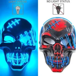 Ny Halloween Neon Maske Led Masque Maskerade Glow Party Masker i Mørket Halloween Sjove Masker Cosplay Kostume Tilbehør~10130
