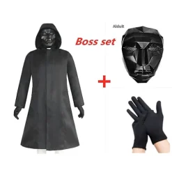 Nyt Squid Game Boss-kostume + maske + handsker, voksenstil Xs-xxxl CNMR XS