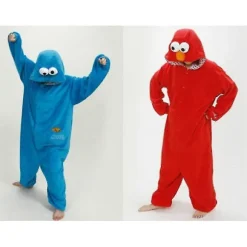 Nyt Voksen Sesamgade Cookie Monster Elmo Kostume Blå Blue S