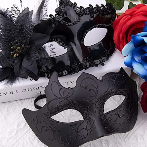 Ocean Couple Venetiansk Maske Maskerademaske Kvinde Blonder Venetiansk Ma