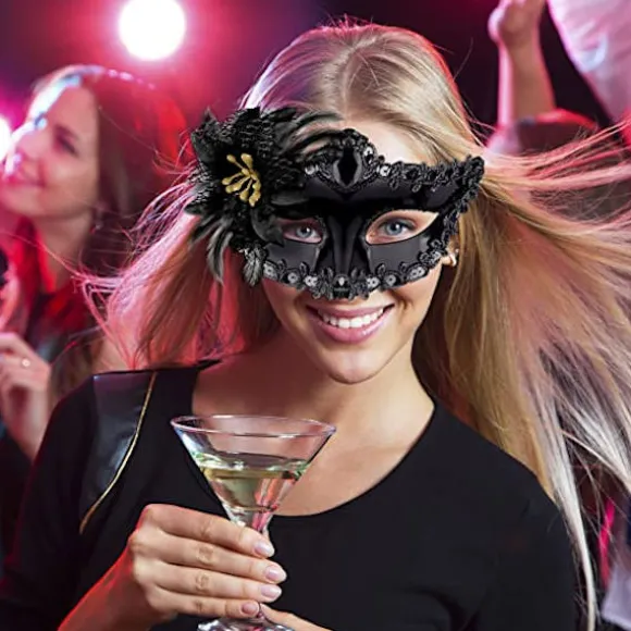 Ocean Couple Venetiansk Maske Maskerademaske Kvinde Blonder Venetiansk Ma