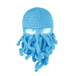 Octopus Hat Funny Masked Handmade Crochet Warm Hat,ORANGE COLOR