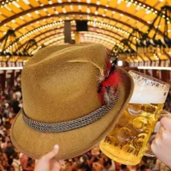 Oktoberfest Hat Widget Øl Trilby Dejlige Homburg Hatte Hovedbeklædning Fest Foto Rekvisitter Gaver Oktoberfest dark brown jazz hat