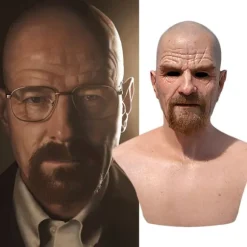 Old Man Mask Realistisk Cosplay Halloween Full Head Blød Latex