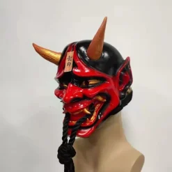 Oni Demon Oni Samurai Spøgelsesmaske Samurai Spøgelse Rojo
