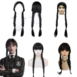 Onsdag Addams Voksen Børne Onsdag Cosplay Paryk V Adult A
