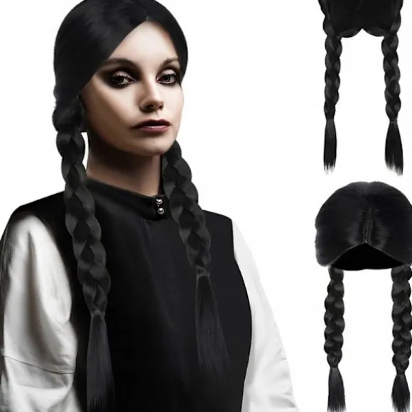 Onsdag Paryk med Fletninger - Addams