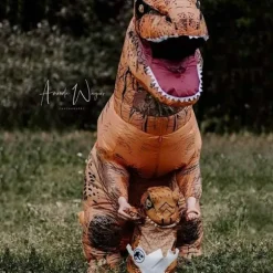 Oppustelig Kostume Trex Dinosaur Kostumer Halloween Kostume Fæstekjole til Voksen (brun) Brown