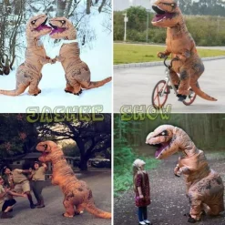 Oppustelig Kostume Trex Dinosaur Kostumer Halloween Kostume Udklædning til Voksne (Brun) Brun, One size passer til alle voksne (160-195cm)