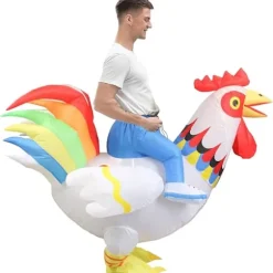 Oppustelig Kyllingekostume til Fest Halloween Jul Cosplay Voksenstørrelse F&Q voksen adult Red White