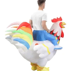 Oppustelig Kyllingekostume til Fest Halloween Jul Cosplay Voksenstørrelse F&Q voksen adult Red White