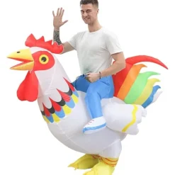 Oppustelig Kyllingekostume til Fest Halloween Jul Cosplay Voksenstørrelse F&Q voksen adult Red White