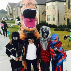 Oppustelig T-Rex Dinosaur Kostume Halloween Kostume Udklædningstøj til Voksen (Brun) Brown