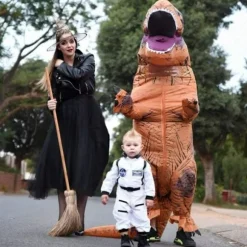 Oppustelig T-Rex Dinosaur Kostume Halloween Kostume Udklædning Kompatibilitet med Voksen (Brun) Brun Brown