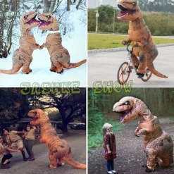 Oppustelig T-Rex Dinosaur Kostume Halloween Kostume Udklædning Kompatibilitet med Voksen (Brun) Brun Brown