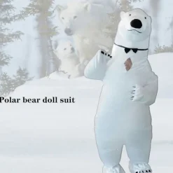 Oppustelig voksen isbjørnekostume, komfortabelt letvægts showkostume til fest og scene - lingling} Polar Bear